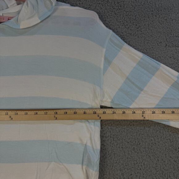 Blue White Striped Pajama Set Hoodie Top & Shorts Women’s FITSLIKE Medium Lounge - Picture 3 of 12